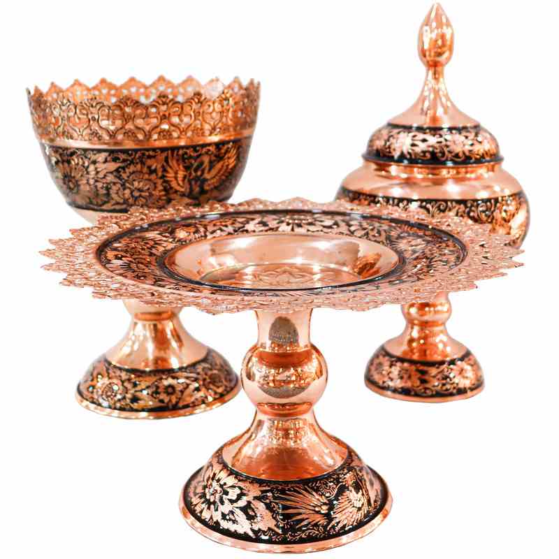 ظرف مسی الماس تراش مناسب پذیرایی و دکوراسیون لوکس